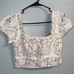 White Flower Crop Top